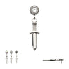 Titanium Threadless Bezel Round CZ Dangle Dagger Top