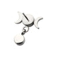 Titanium Threadless Dangle Bezel Round CZ Triple Moon Phase Gem Top