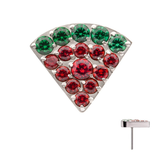 Titanium Threadless Prong Set Gem Watermelon Top