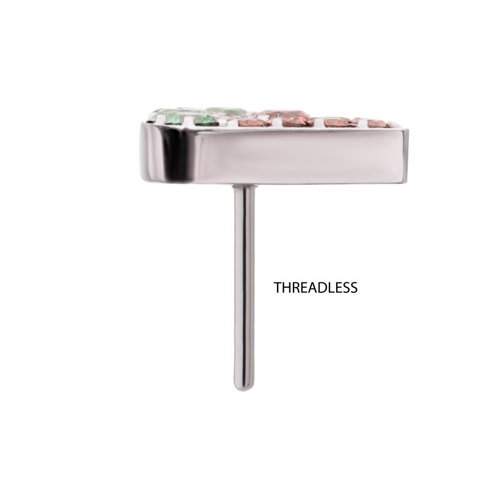 Titanium Threadless Prong Set Gem Watermelon Top
