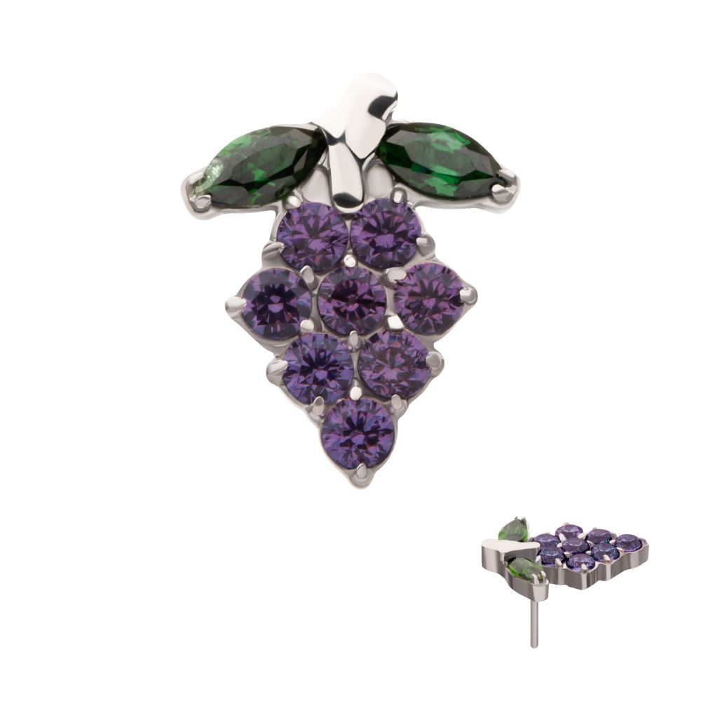 Titanium Threadless Prong Set Gem Grape Top