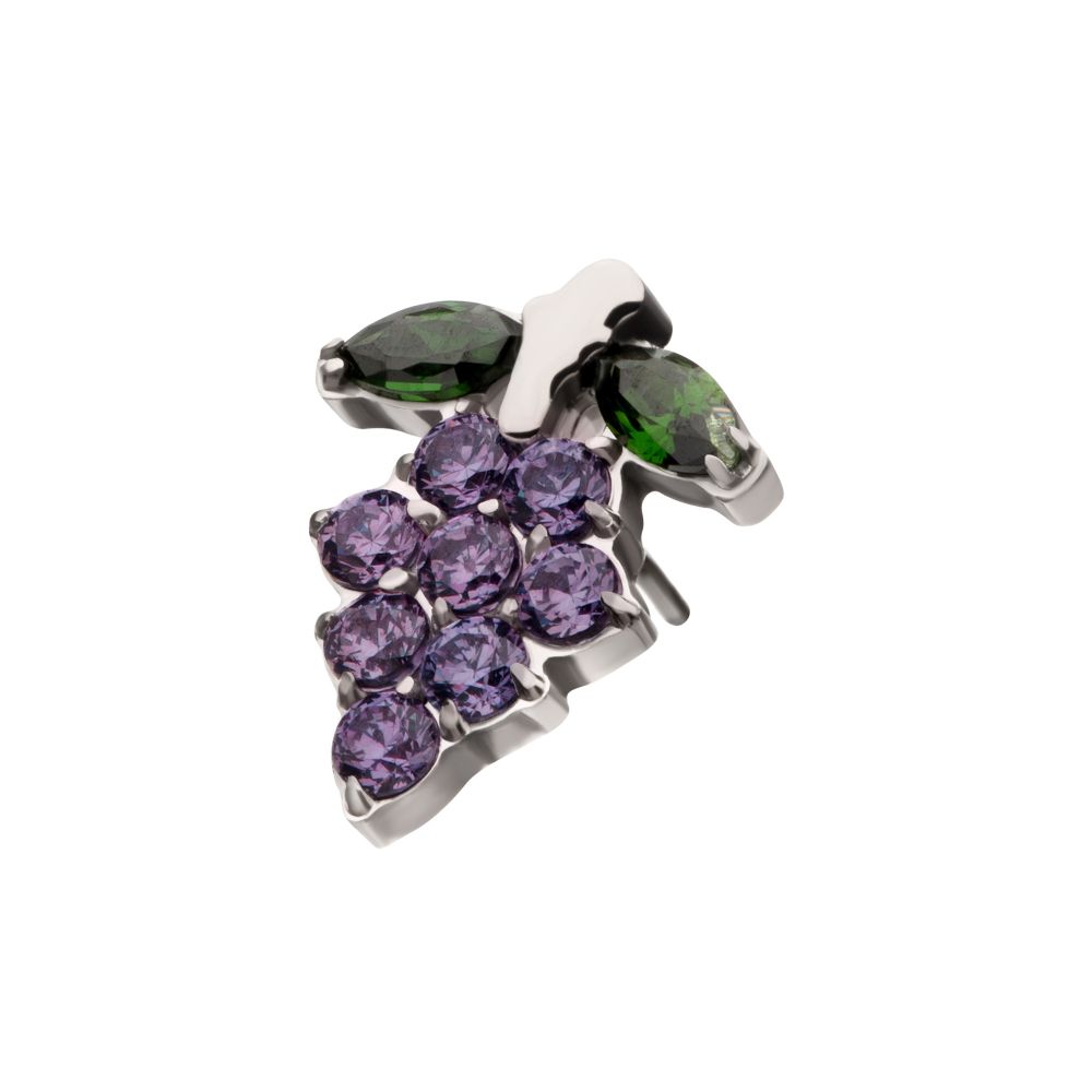 Titanium Threadless Prong Set Gem Grape Top