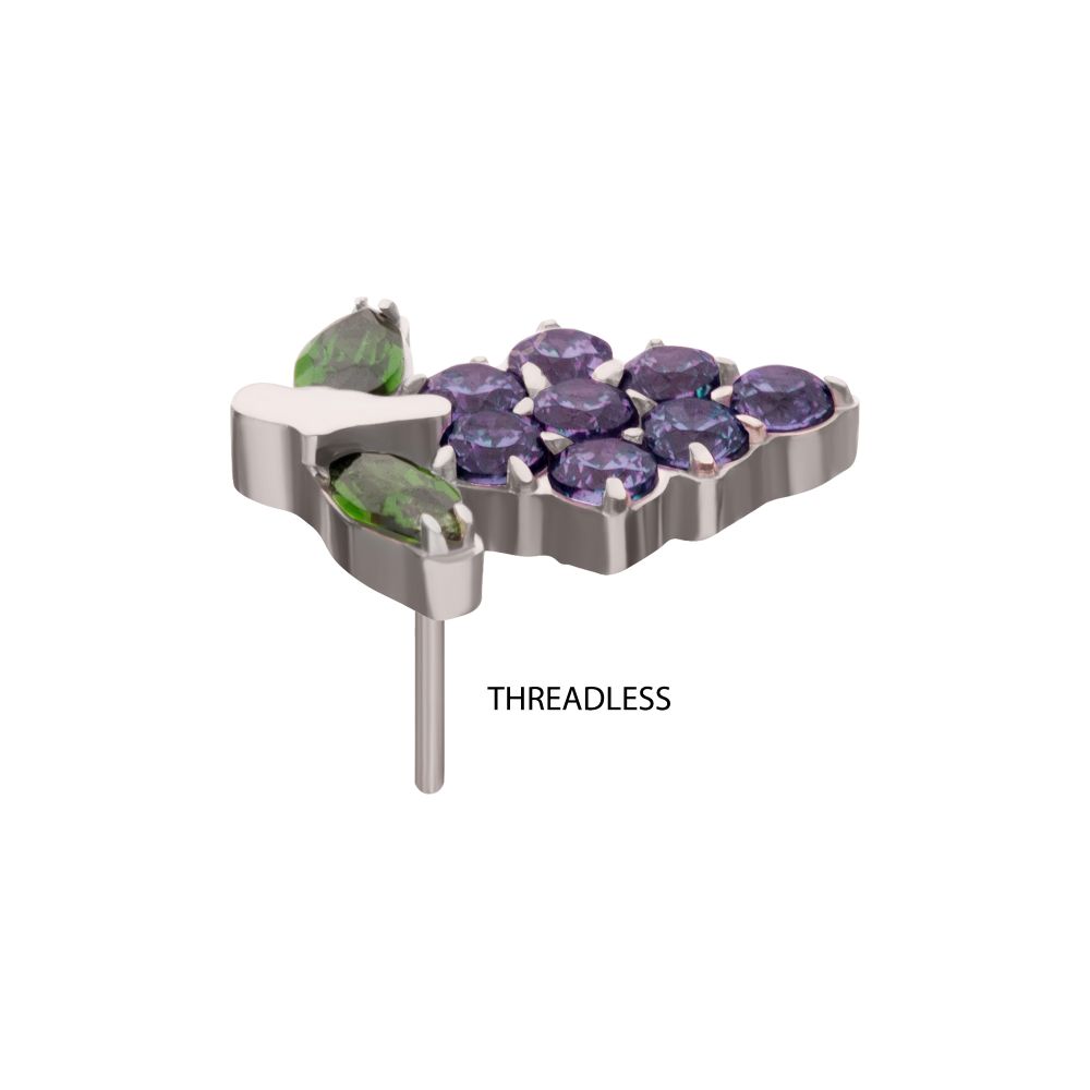 Titanium Threadless Prong Set Gem Grape Top
