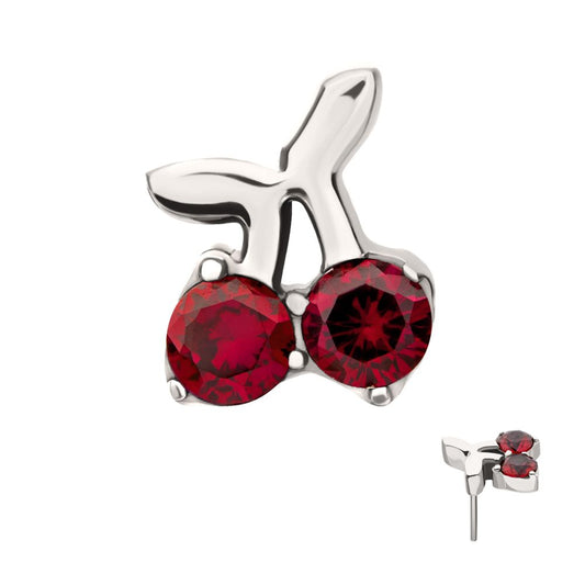 Titanium Threadless Prong Set Gem Cherry Top