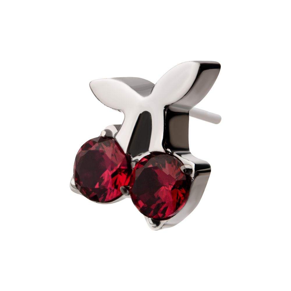 Titanium Threadless Prong Set Gem Cherry Top