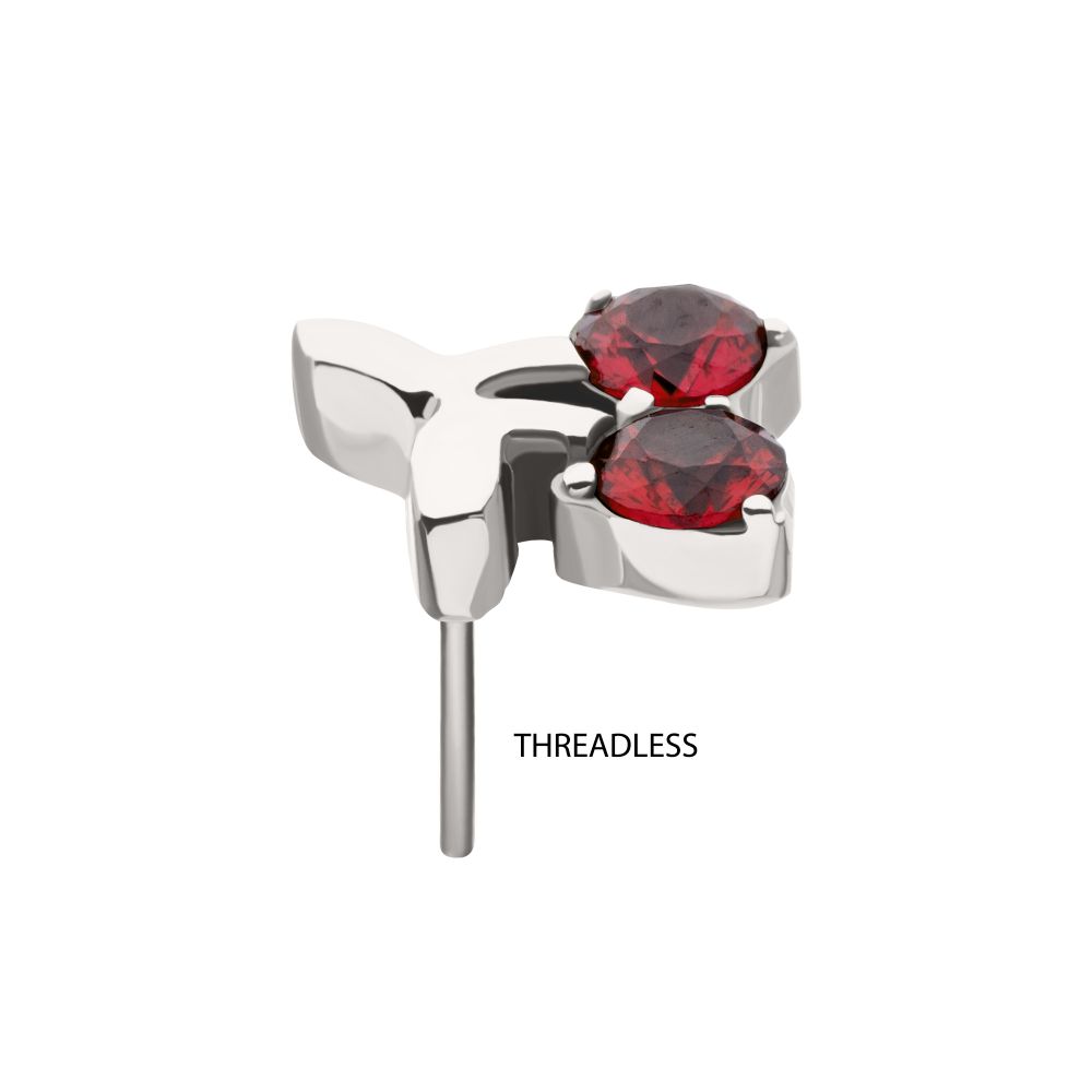 Titanium Threadless Prong Set Gem Cherry Top