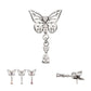 Titanium Threadless Butterfly Top with Prong Set 2-Gem Dangle