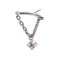 Titanium Threadless Hidden Helix Curved Bar Top with CZ Gem Chain Dangle