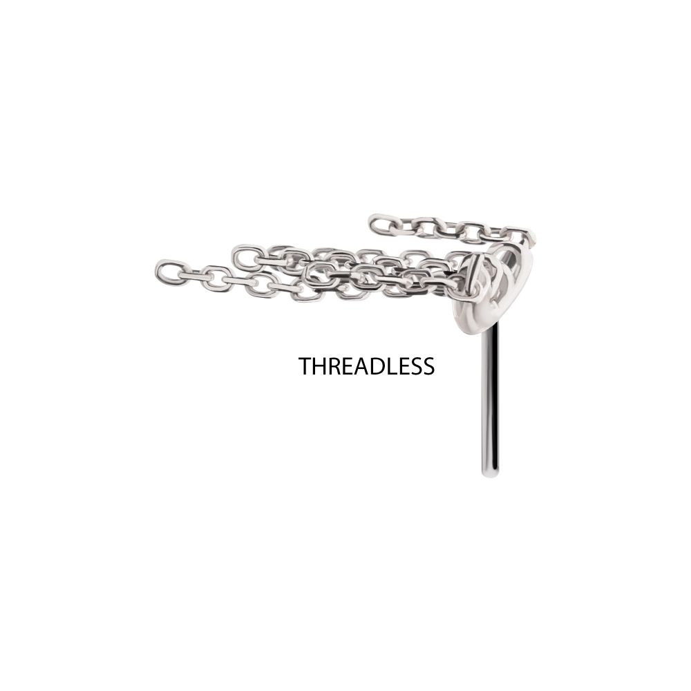 Titanium Threadless Hidden Helix Curved Bar Top with 5-Chain Dangle