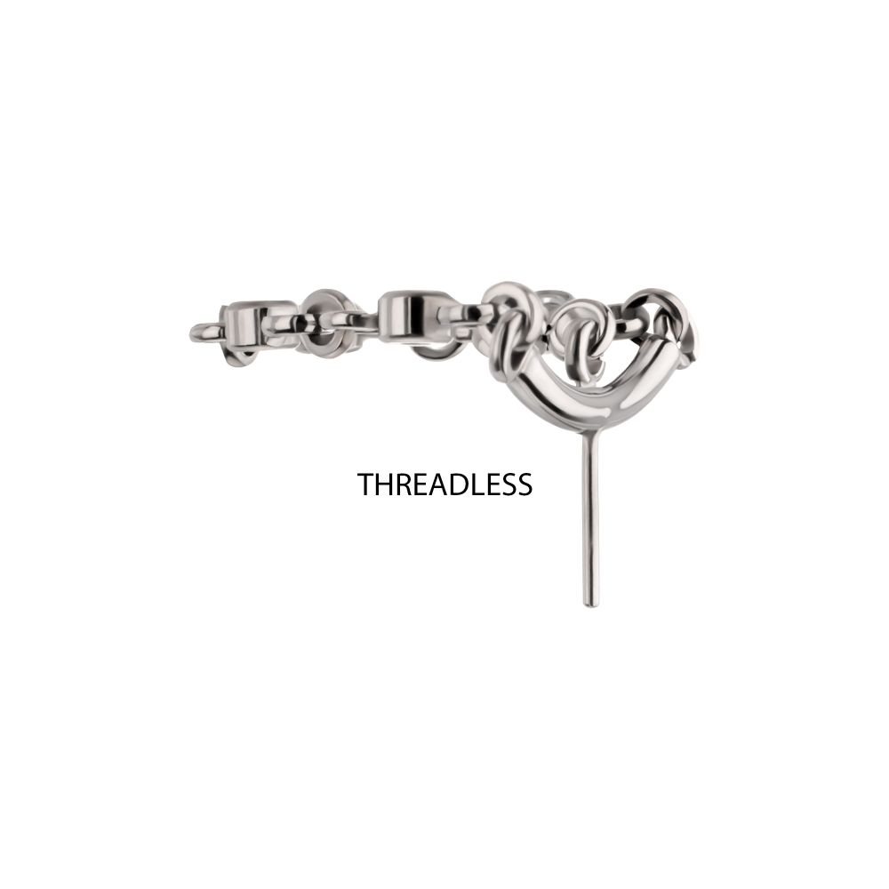 Titanium Threadless Hidden Helix Curved Bar Top with CZ Chain Dangle & Floating Gem