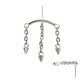 Titanium Threadless Hidden Helix Curved Bar Top with 3 Spiked Chain Dangle
