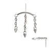 Titanium Threadless Hidden Helix Curved Bar Top with 3 Spiked Chain Dangle