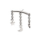 Titanium Threadless Hidden Helix Curved Bar Top with Crescent Moon and Star 3-Chain Dangle