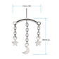Titanium Threadless Hidden Helix Curved Bar Top with Crescent Moon and Star 3-Chain Dangle