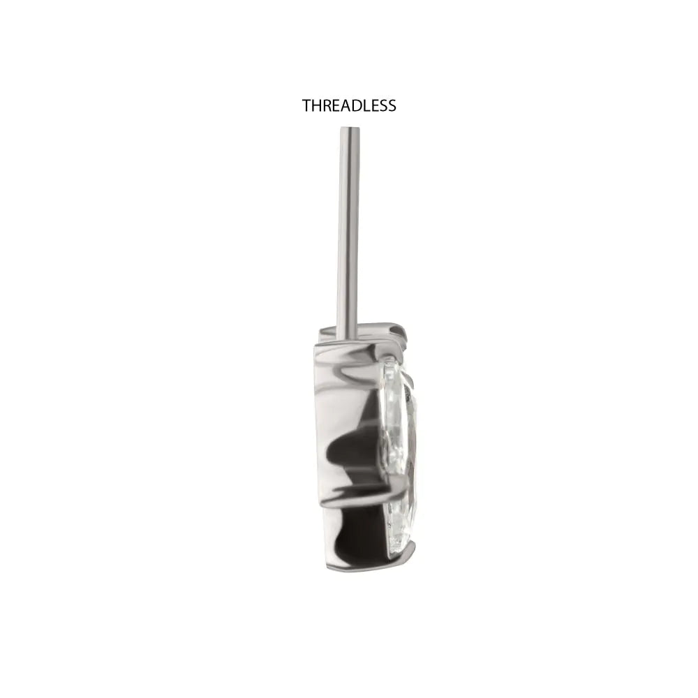 Titanium Threadless Vertical Helix V-Prong Pear Trio Blossom Cluster Top