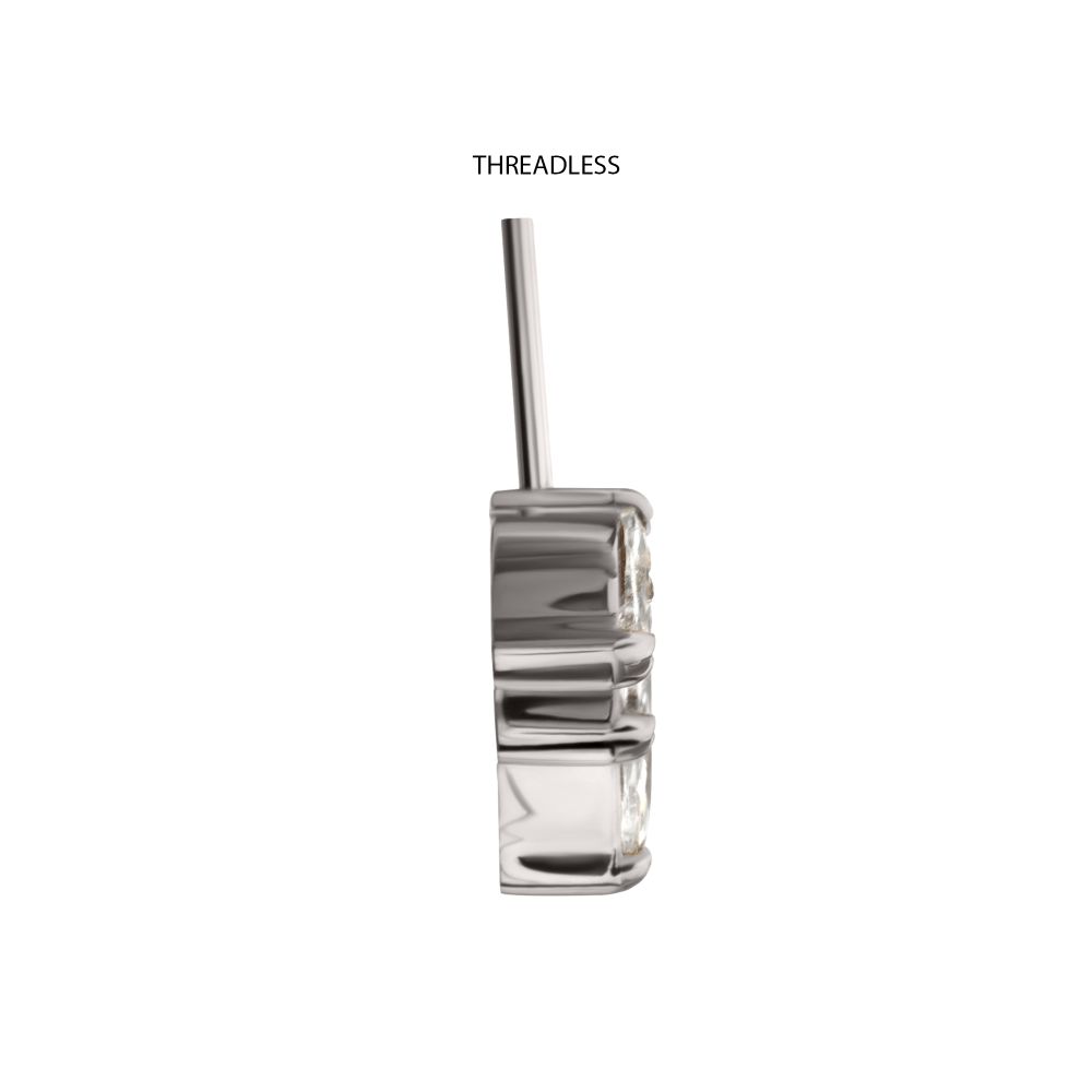 Titanium Threadless Vertical Helix V-Prong Marquise Fan 5-Cluster Top