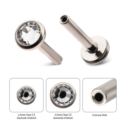 Titanium Threadless Bezel Gem Back Duality Labret (Base Only)