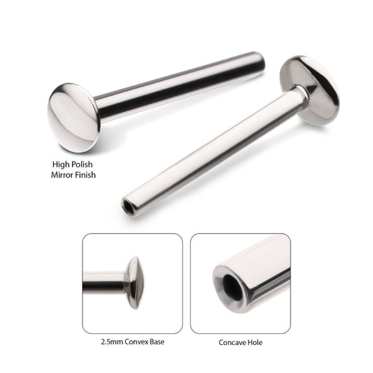 Titanium Threadless High Polish Mirror Finish 2.5mm Dome Labret Base