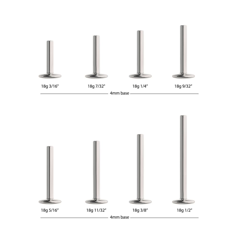 Titanium-Threadless High Polish Mirror Finish 4mm Dome Labret Base