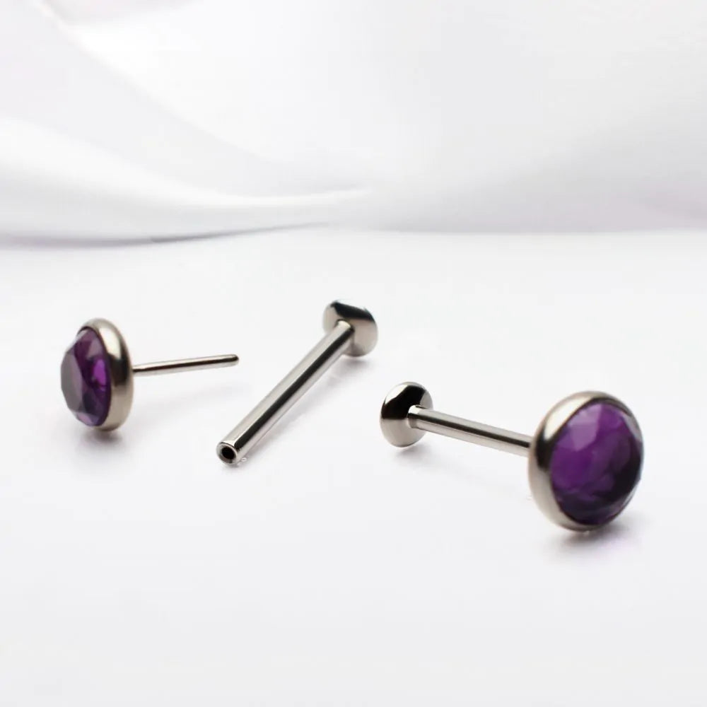Titanium Threadless High Polish Mirror Finish 4mm Dome Labret Base