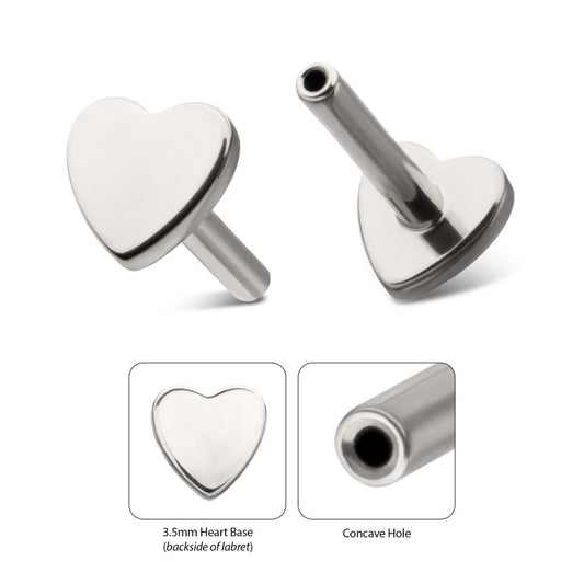 Titanium Threadless Heart Back Duality Labret (Base Only)