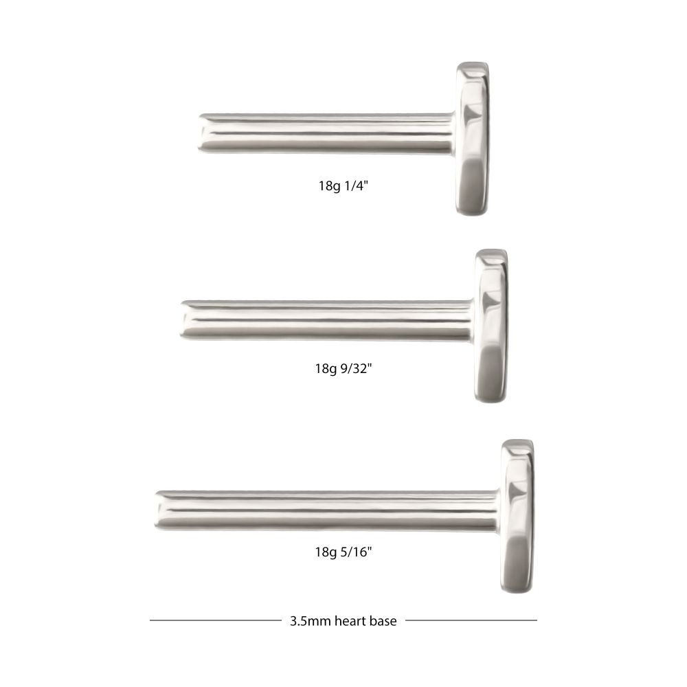 Titanium Threadless Heart Back Duality Labret (Base Only)