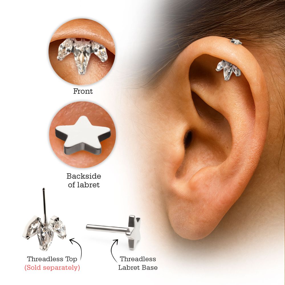 Titanium Threadless Star Back Duality Labret (Base Only)