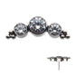 Titanium Threadless 6-Bead Bezel Round CZ/Swarovski Zirconia 3-Cluster Top