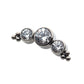Titanium Threadless 6-Bead Bezel Round CZ/Swarovski Zirconia 3-Cluster Top