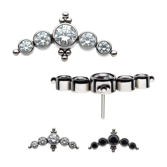 Titanium Threadless 5-Bezel Set AAA Gem & Beads Cluster Top