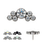 Titanium Threadless 3.5mm Bezel Round CZ/Opal with 3-Gem Cluster Top