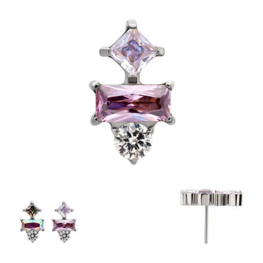 Titanium Threadless "Astra Cluster" Prong Set Gem Top