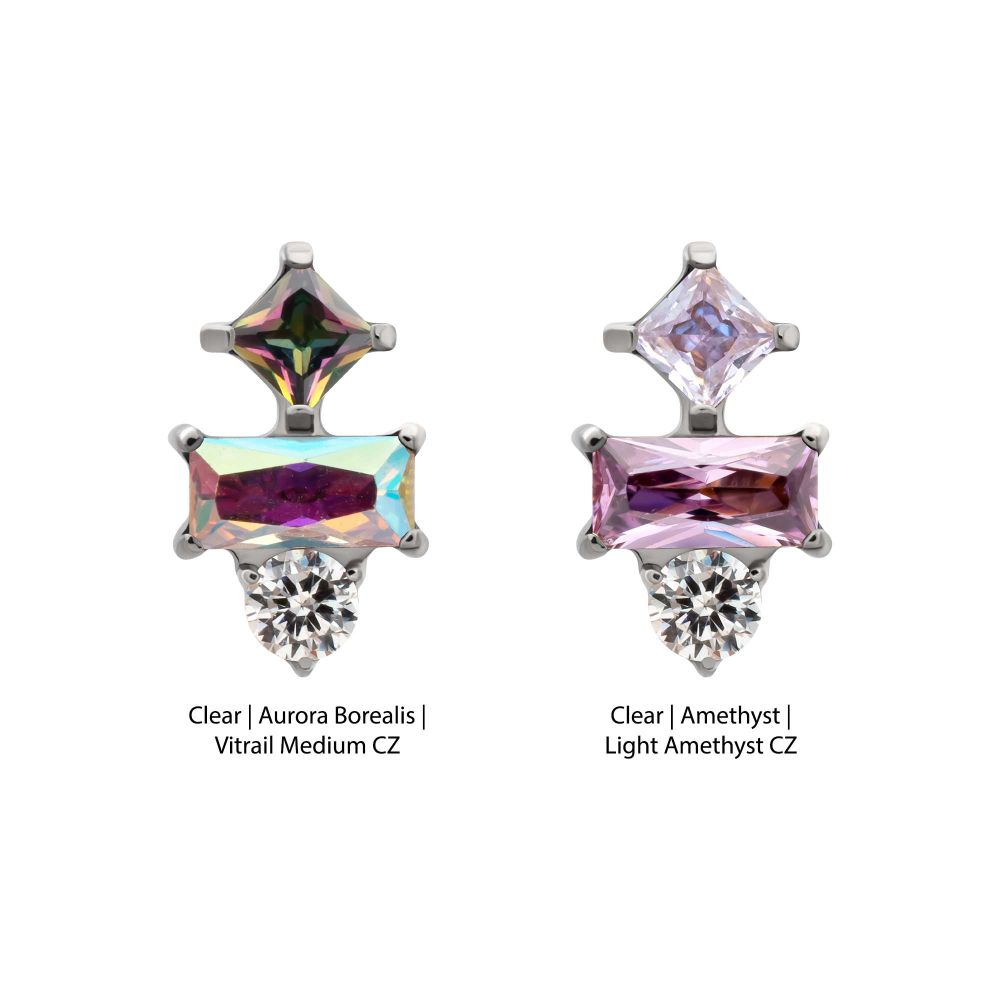 Titanium Threadless "Astra Cluster" Prong Set Gem Top