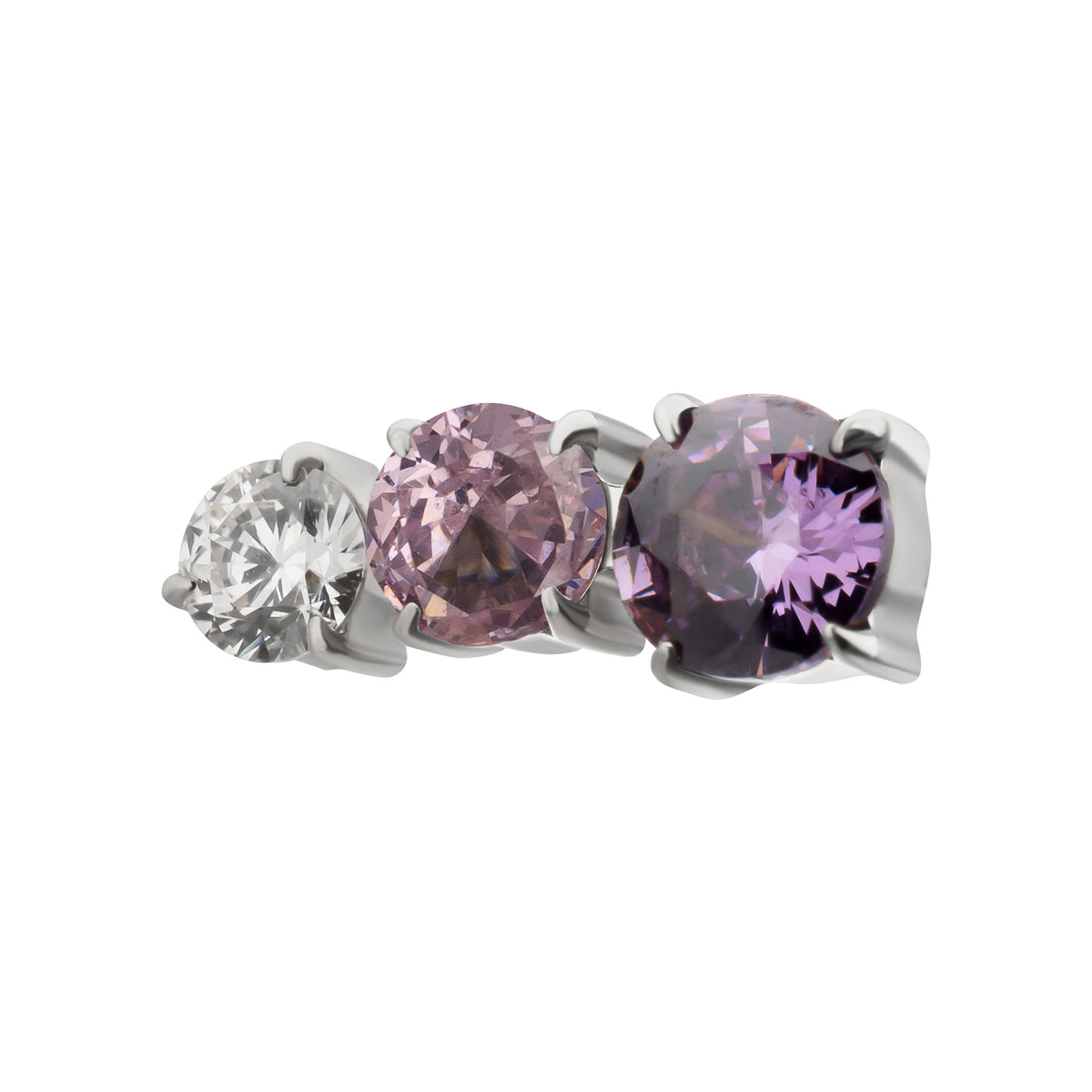 Titanium Threadless "Radiant Arc" Prong Set Gem Top