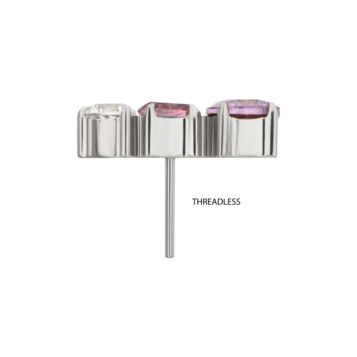 Titanium Threadless "Radiant Arc" Prong Set Gem Top
