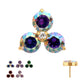 24Kt Gold PVD Titanium Threadless Trinity Prong Set Gem Top