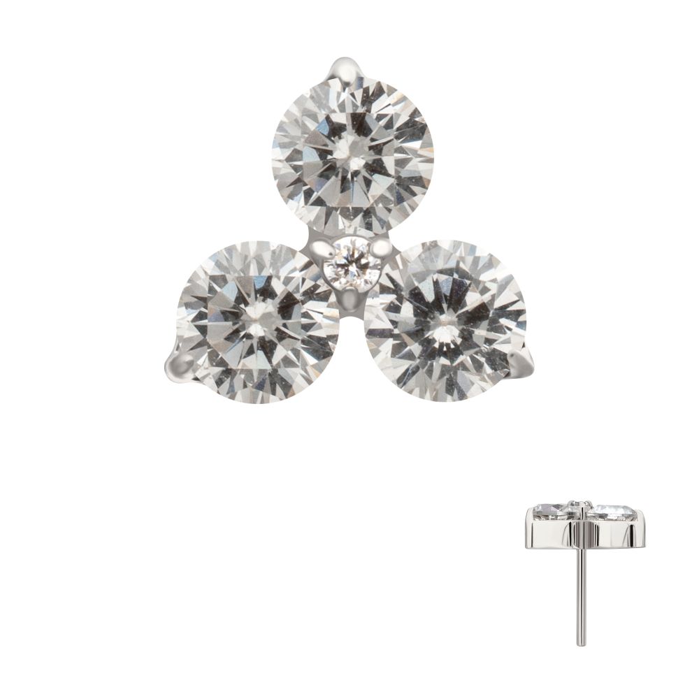 Titanium Threadless Trinity Prong Set Gem Top