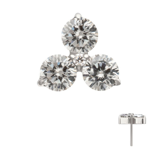 Titanium Threadless Trinity Prong Set Gem Top