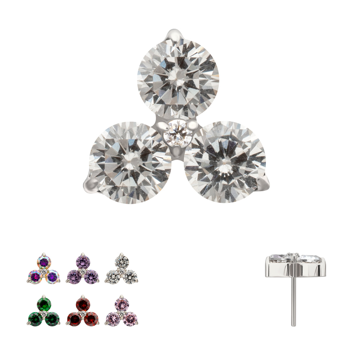Titanium Threadless Trinity Prong Set Gem Top