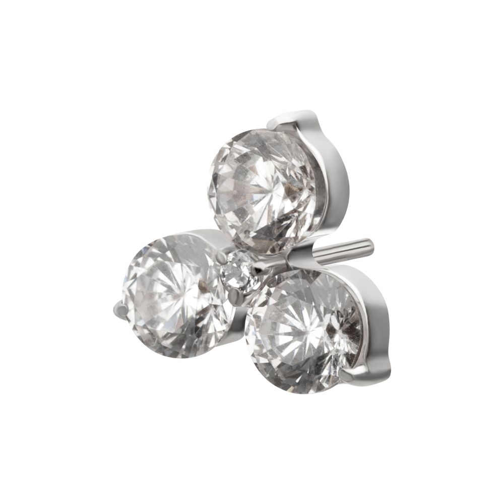 Titanium Threadless Trinity Prong Set Gem Top