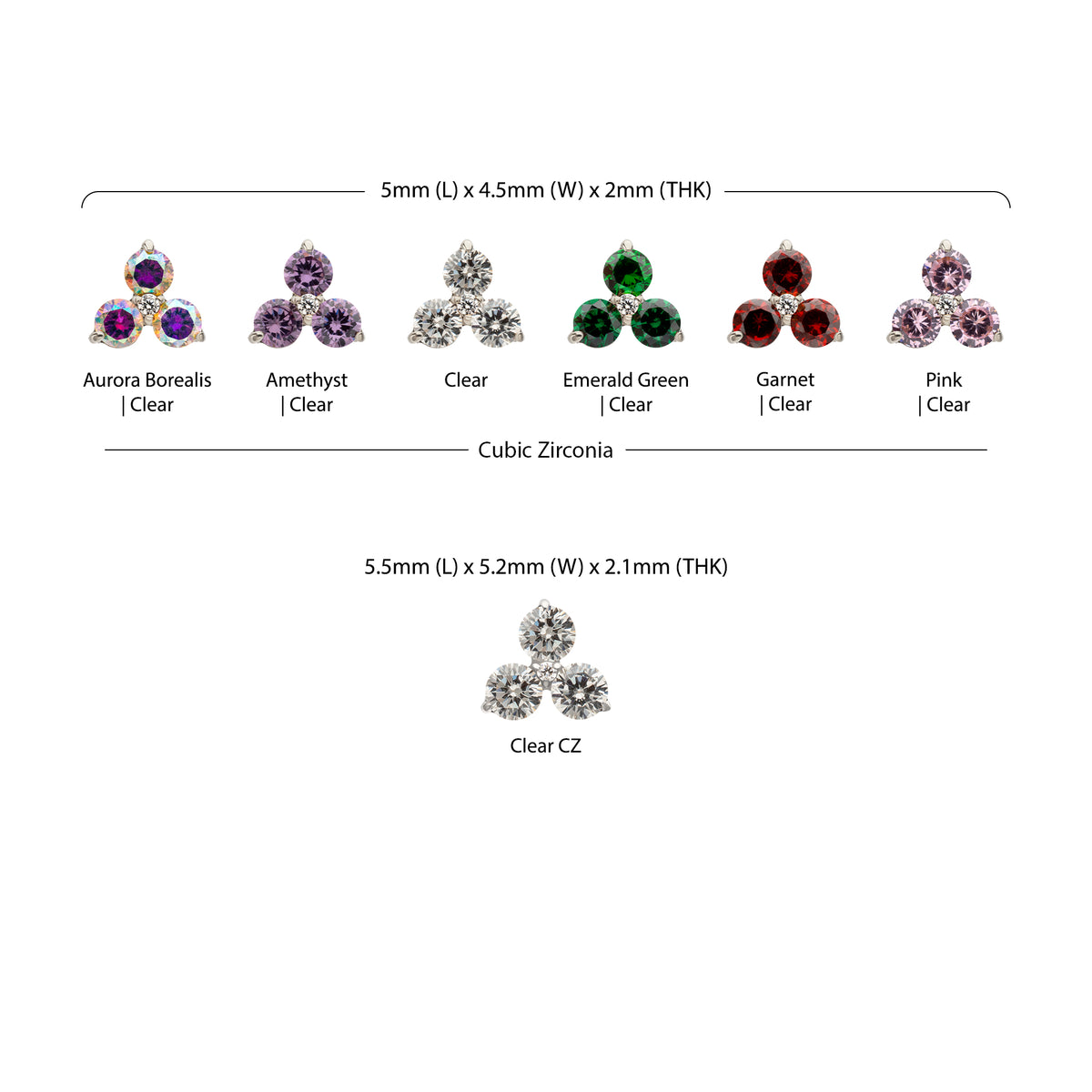 Titanium Threadless Trinity Prong Set Gem Top