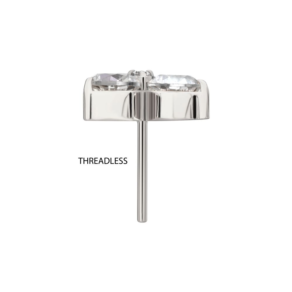 Titanium Threadless Trinity Prong Set Gem Top