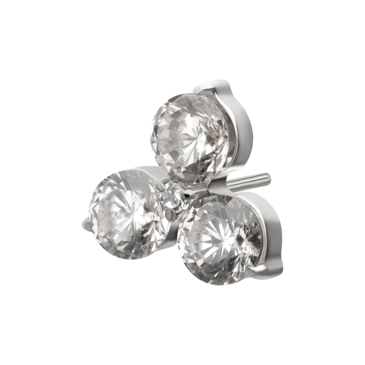 Titanium Threadless Trinity Prong Set Gem Top