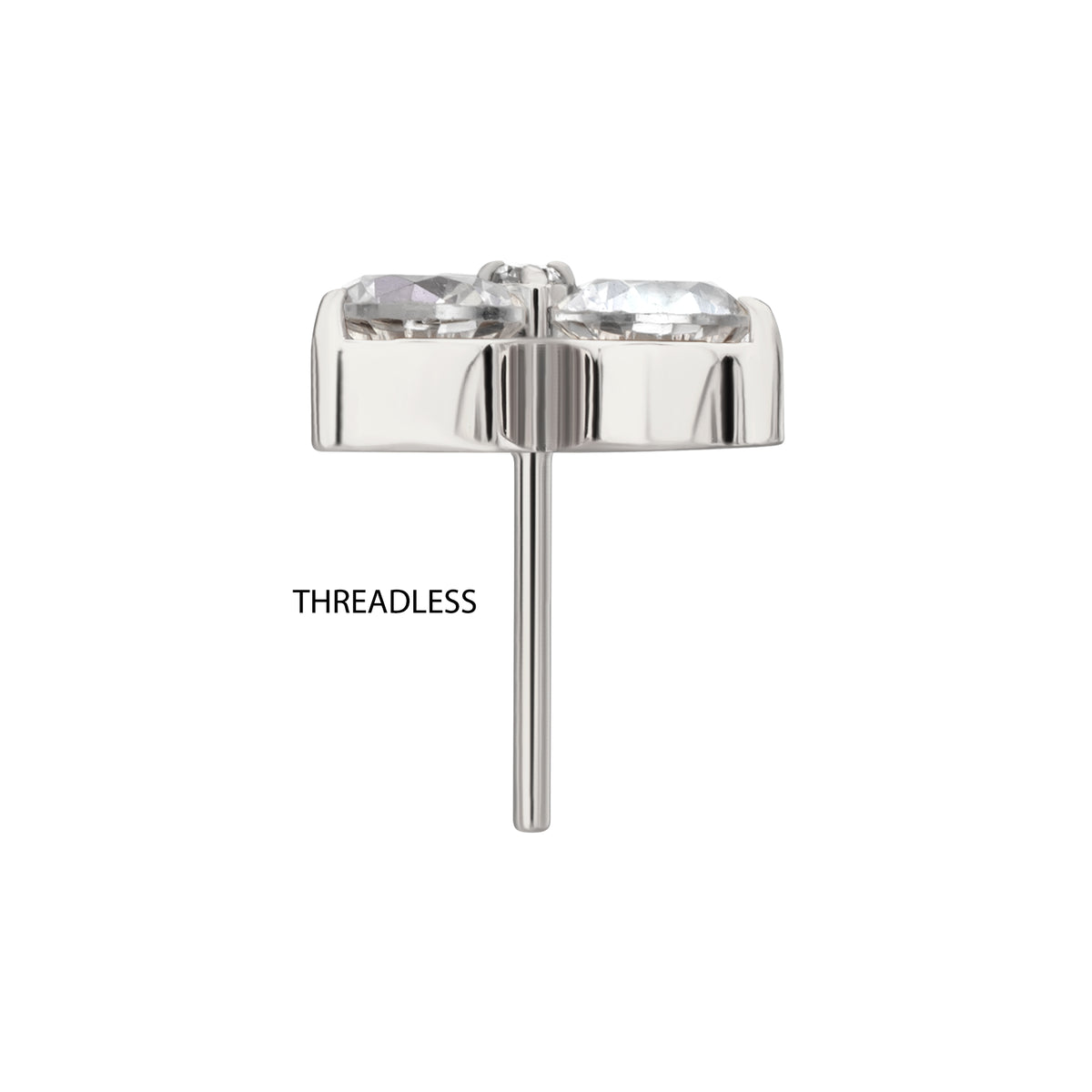 Titanium Threadless Trinity Prong Set Gem Top