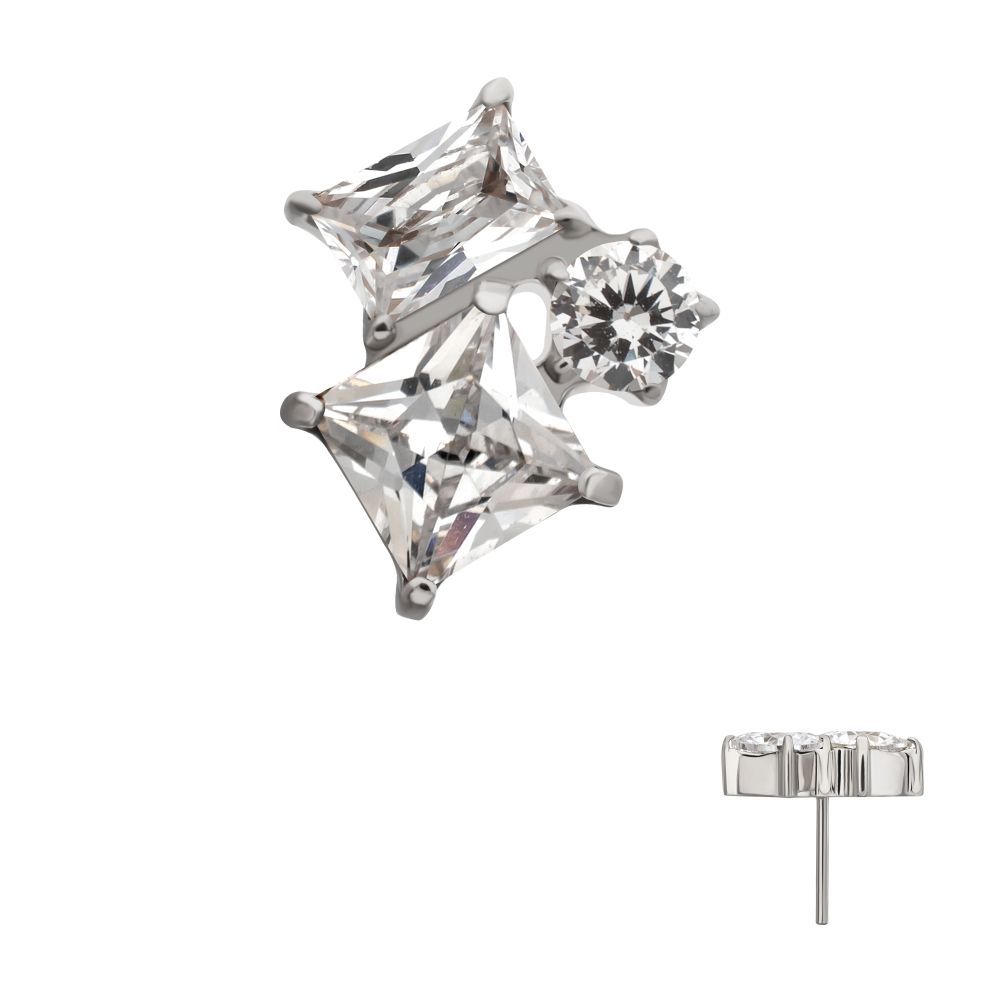 Titanium Threadless “Lustre Cluster” Prong Set Gem Top