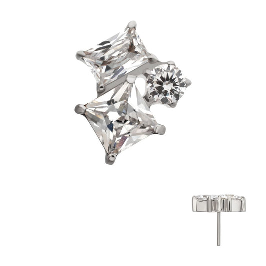 Titanium Threadless “Lustre Cluster” Prong Set Gem Top
