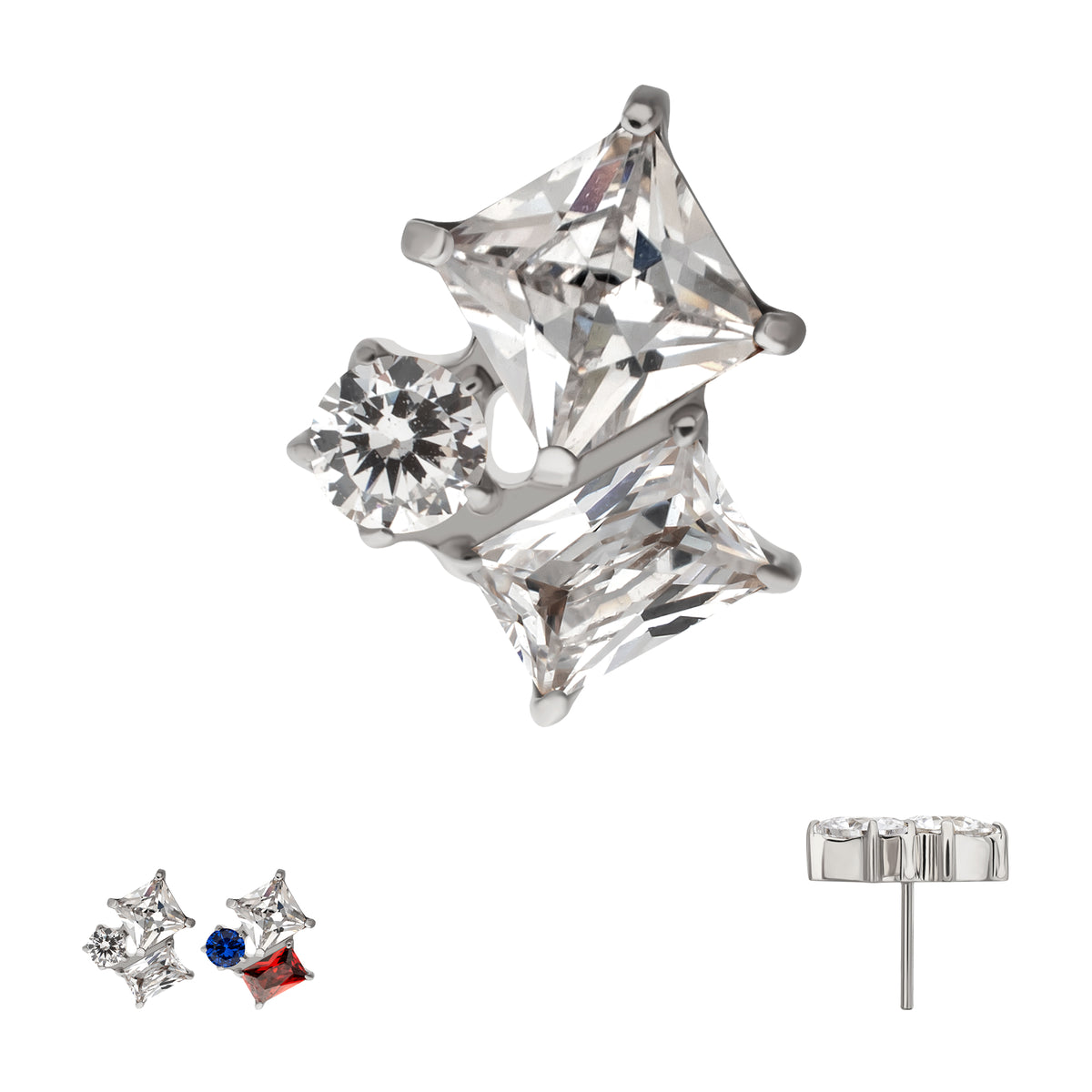 Titanium Threadless “Lustre Cluster” Prong Set Gem Top
