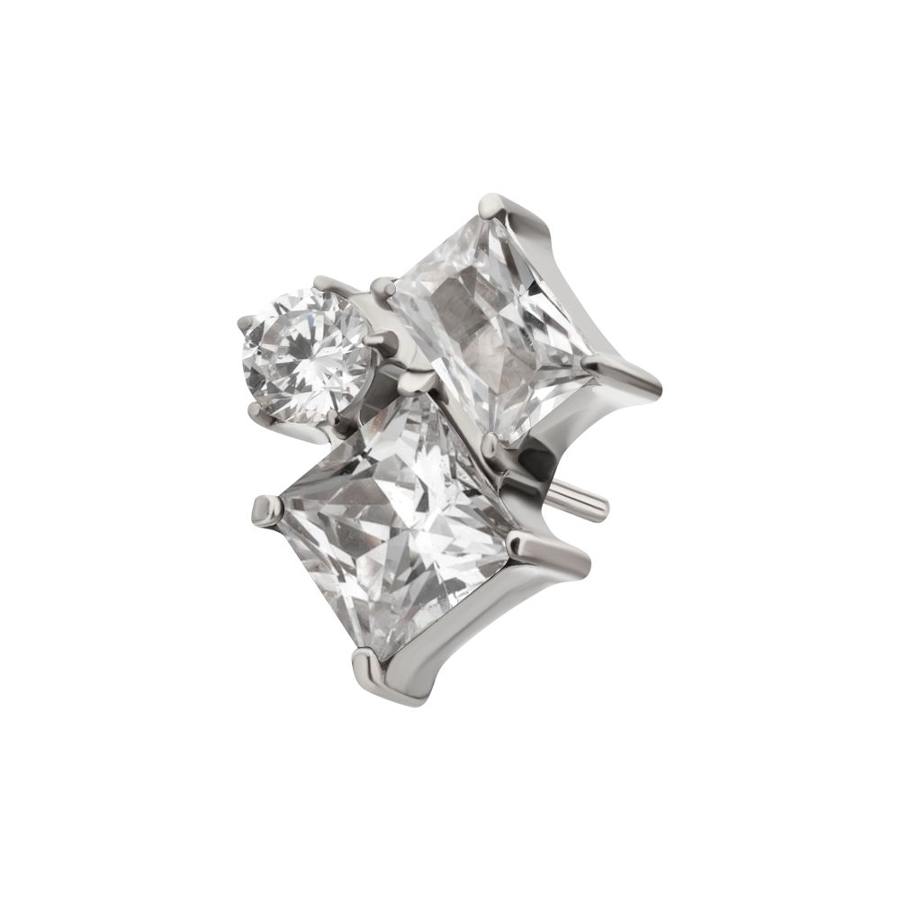 Titanium Threadless “Lustre Cluster” Prong Set Gem Top