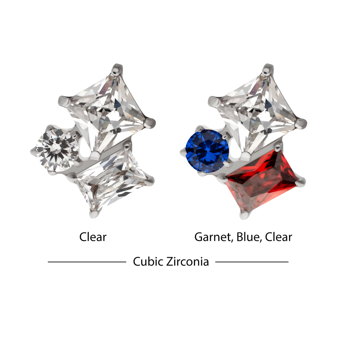 Titanium Threadless “Lustre Cluster” Prong Set Gem Top