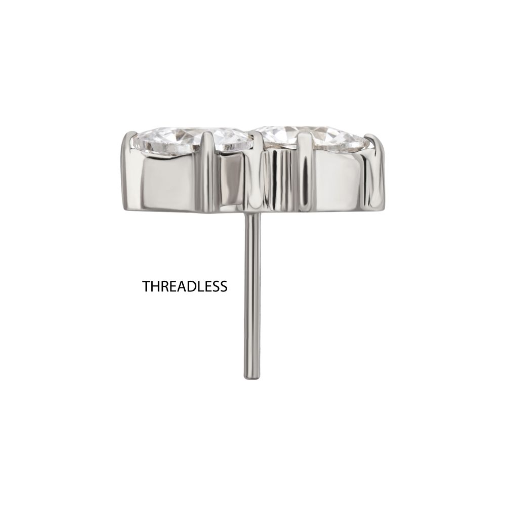 Titanium Threadless “Lustre Cluster” Prong Set Gem Top